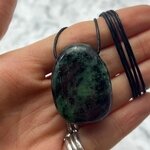 Ruby Zoisite Pendant & Wax Cotton Cord ~39 29mm