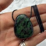 Ruby Zoisite Pendant & Wax Cotton Cord ~39 32mm