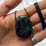 Ruby Zoisite Pendant & Wax Cotton Cord ~40 30mm