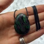 Ruby Zoisite Pendant & Wax Cotton Cord ~40 30mm