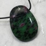 Ruby Zoisite Pendant & Wax Cotton Cord ~40mm