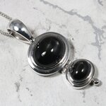 Sheen Obsidian Oval 925 Silver Pendant ~ 31mm