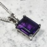 Siberian Amethyst Rectangle Pendant  ~11mm