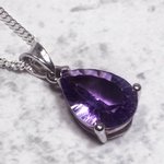 Siberian Amethyst Teardrop Pendant  ~14mm