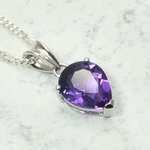 Siberian Quartz Amethyst Teardrop Pendant ~14mm