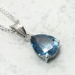 Siberian Aquamarine Teardrop Pendant ~11mm