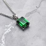 Siberian Quartz Emerald Rectangle Pendant ~11mm
