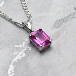 Siberian Pink Sapphire Rectangle Pendant ~10mm