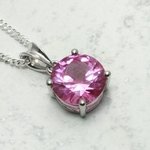 Siberian Pink Sapphire Round Pendant ~12mm