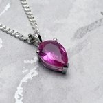 Siberian Pink Sapphire Teardrop Pendant ~12mm
