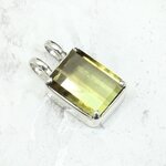 Siberian Quartz Green Gold Rectangle Pendant ~25mm