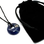 Sodalite Agogo Donut Necklace & Velvet Pouch