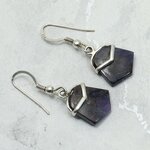 Sugilite 925 Silver Drop Earrings ~19mm