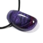 Sugilite Drilled Tumblestone with Cord  ~29x14mm