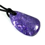 Sugilite Pendant With Wax Cotton Cord  ~30x19mm
