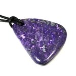 Sugilite Pendant With Wax Cotton Cord  ~38x30mm