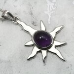 Sunburst Silver Pendant with Amethyst Stone