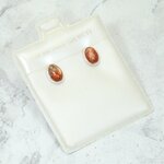 Sunstone 925 Silver Oval Stud Earrings ~8mm