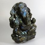 SUPERIOR Labradorite Carved Ganesh Statue ~142mm