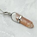 Tangerine Quartz & Silver Terminated Point 925 Silver Pendant ~38mm