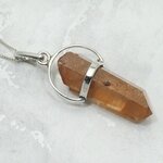 Tangerine Quartz & Silver Terminated Point 925 Silver Pendant ~38mm