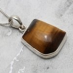 Tiger Eye & Silver Pendant ~22mm