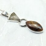 Tiger Iron & Rutilated Quartz 925 Silver Pendant ~65mm