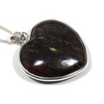 Tiger Iron Silver Rim Heart Pendant