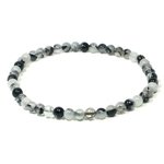 Tourmalinated Quartz 4mm Mini Bead Bracelet