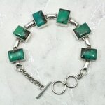 Turquoise 925 Sterling Silver Rectangle Bracelet (Length 195mm)