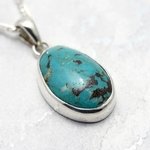 Turquoise & Silver Pendant ~23mm