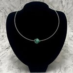 Turquoise Nugget Pendant & Silver Metal Choker ~17mm