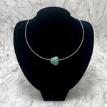 Turquoise Nugget Pendant & Silver Metal Choker ~20mm
