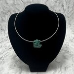 Turquoise Nugget Pendant & Silver Metal Choker ~26mm