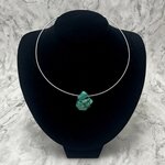 Turquoise Nugget Pendant & Silver Metal Choker ~29mm