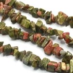 Unakite Gemstone Chip Necklace ~ 35"