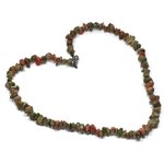 Unakite Gemstone Chip Necklace with Clasp