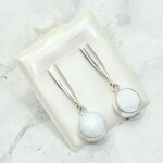 White Onyx 925 Silver Drop Earrings ~35mm