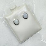 White Opal 925 Silver Oval Stud Earrings ~mm