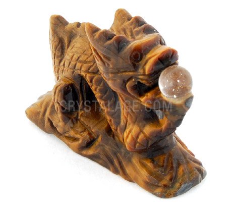 Tigers Eye Carved Chinese Dragon