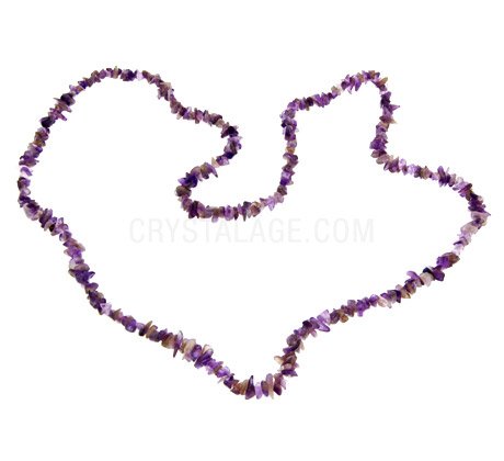 Amethyst Gemstone Chip Necklace ~35"