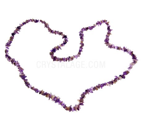 Amethyst Gemstone Chip Necklace ~35"