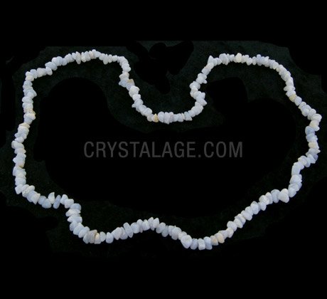 Blue Lace Agate Gemstone Chip Necklace ~35"