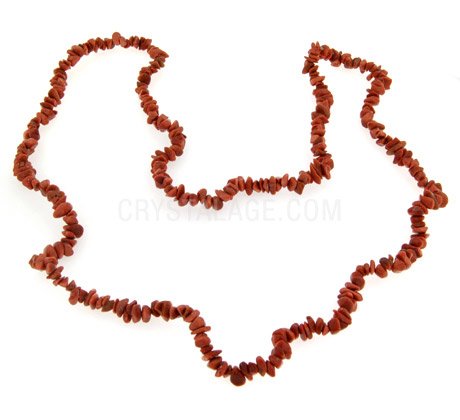 Goldstone Red Gemstone Chip Necklace ~ 35"