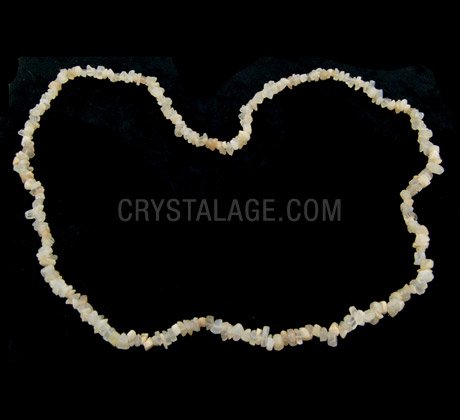 White Moonstone Gemstone Chip Necklace ~ 35"