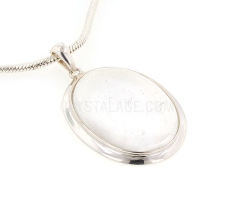 Quartz Silver Rim Oval Pendant