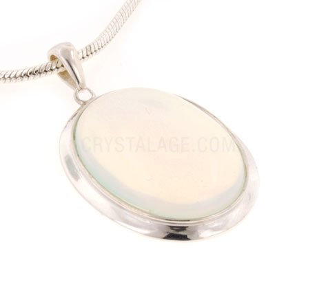 Opalite Silver Rim Oval Pendant