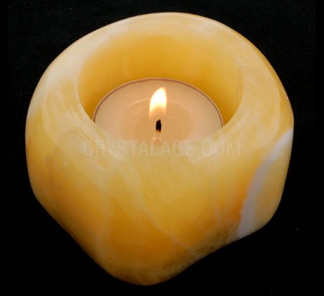 Orange Calcite Deep Tealight Candle Holder