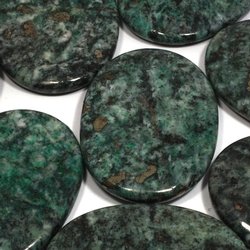 African Jade & Pyrite Palm Stone ~70x50mm