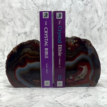 Agate Bookends ~11.4cm  Red